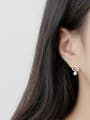 thumb S925 pure silver minimalist circle micro inlaid with zircon Shell Bead Earrings 3