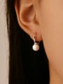 thumb 925 Sterling Silver Imitation Pearl Geometric Minimalist Huggie Earring 1