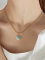 thumb Stainless steel Turquoise Round Hip Hop Necklace 1