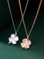 thumb 925 Sterling Silver Cats Eye Flower Minimalist Necklace 2