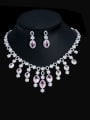 thumb Brass Cubic Zirconia Luxury Flower  Earring and Necklace Set 2