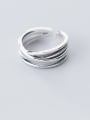 thumb 925 Sterling Silver Irregular Vintage Free Size Stackable Ring 1