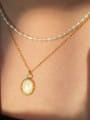 thumb Brass Shell Pendant Geometric Vintage Necklace 1
