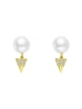 thumb Alloy Imitation Pearl Triangle Dainty Stud Earring 0