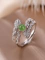 thumb 925 Sterling Silver Jade Leaf Dainty Band Ring 2