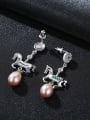 thumb 925 Sterling Silver Freshwater Pearl White Horse Trend Drop Earring 2