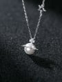 thumb 925 Sterling Silver Minimalist  Imitation Pearl White Ball  Pendant  Necklace 1