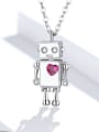 thumb 925 Sterling Silver With White Gold Plated Minimalist Love Robot Necklaces 3