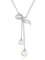 thumb 925 Sterling Silver Moissanite Bowknot Dainty Tassel Necklace 2