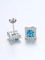 thumb 925 Sterling Silver Cubic Zirconia simple fashion geometric day study Earring 3