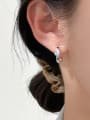thumb 925 Sterling Silver Opal Geometric Minimalist Huggie Earring 1