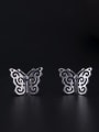 thumb 925 Sterling Silver Hollow Butterfly Vintage Stud Earring 2