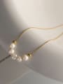 thumb 925 Sterling Silver Imitation Pearl Geometric Minimalist Necklace 1