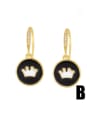thumb Brass Enamel Crown Vintage Huggie Earring 2