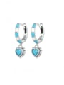 thumb 925 Sterling Silver Turquoise Heart Trend Huggie Earring 0