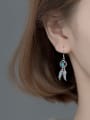 thumb 925 Sterling Silver Turquoise Feather Vintage Hook Earring 2