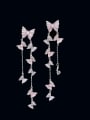 thumb Brass Cubic Zirconia Butterfly Tassel Luxury Cluster Earring 2