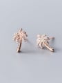 thumb 925 Sterling Silver Cubic Zirconia Leaf Trend Stud Earring 0
