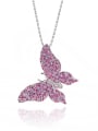 thumb Brass Cubic Zirconia Multi Color Butterfly Statement Necklace 0
