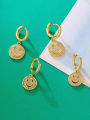 thumb Brass Cubic Zirconia Smiley Vintage Huggie Earring 4