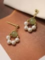 thumb 925 Sterling Silver Imitation Pearl Geometric Minimalist Drop Earring 1