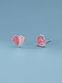 thumb 925 Sterling Silver Enamel Heart Minimalist Stud Earring 2