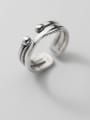 thumb 925 Sterling Silver Irregular Vintage Cross Twist Lines Stackable Ring 0