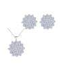 thumb Brass Cubic Zirconia Dainty Flower  Earring and Necklace Set 3
