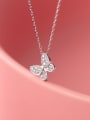 thumb 925 Sterling Silver Rhinestone White Butterfly Cute Pendant Necklace 0