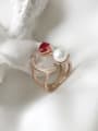 thumb 925 Sterling Silver Cubic Zirconia Red Irregular Dainty Band Ring 0