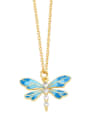 thumb Brass Enamel Dragonfly Trend Necklace 2
