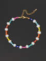 thumb Stainless steel Geometric Bohemia  Freshwater Pearl Multi Color Anklet 0