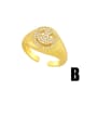thumb Brass Cubic Zirconia Smiley Vintage Band Ring 2