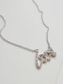 thumb 925 Sterling Silver Rhinestone Letter Love Necklace 0