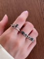 thumb 925 Sterling Silver Cubic Zirconia Geometric Vintage Stackable Ring 3