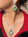 thumb Brass Cubic Zirconia Luxury Leaf  Earring and Necklace Set 1