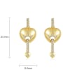 thumb Brass Cubic Zirconia Heart Vintage Drop Earring 4