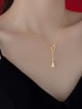 thumb 925 Sterling Silver Cubic Zirconia Tassel Minimalist Hollow Gourd Lariat Necklace 1