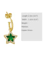 thumb Brass Glass Stone Five-Pointed Star Vintage Hook Earring 2