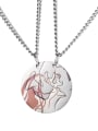 thumb Stainless steel Personality Splicing Elk couple Pendant Necklace 0