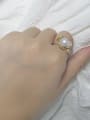 thumb Brass Freshwater Pearl Flower Vintage Band Ring 1