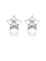 thumb Brass Cubic Zirconia Five-pointed star Luxury Stud Earring 0