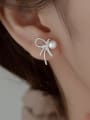 thumb 925 Sterling Silver Imitation Pearl Butterfly Minimalist Stud Earring 1