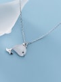thumb 925 Sterling Silver Cats Eye  Minimalist Cute dolphin pendant Necklace 1