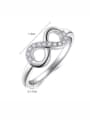 thumb 925 Sterling Silver Cubic Zirconia Number 8 Dainty Band Ring 3