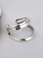 thumb 925 Sterling Silver Geometric Retro double line Stackable Ring 3
