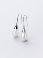 thumb 925 Sterling Silver Imitation Pearl Water Drop Minimalist Hook Earring 3