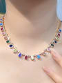 thumb Brass Cubic Zirconia Multi Color Water Drop Luxury Necklace 2