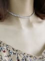 thumb 925 Sterling Silver Simple square Cubic Zirconia  Necklace 1