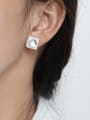 thumb 925 Sterling Silver Opal Geometric Vintage Stud Earring 2